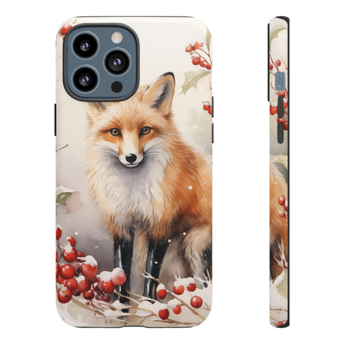 Christmas Fox in a Wreath of Red Berries - Impact Resistant Phone Case iPhone 13 Pro Max Matte